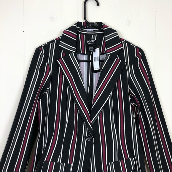 NWT Soho Apparel Striped Fitted Blazer Sz S - Picture 2 of 7